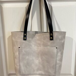 Portland Leather Small Tote Beluga Gray